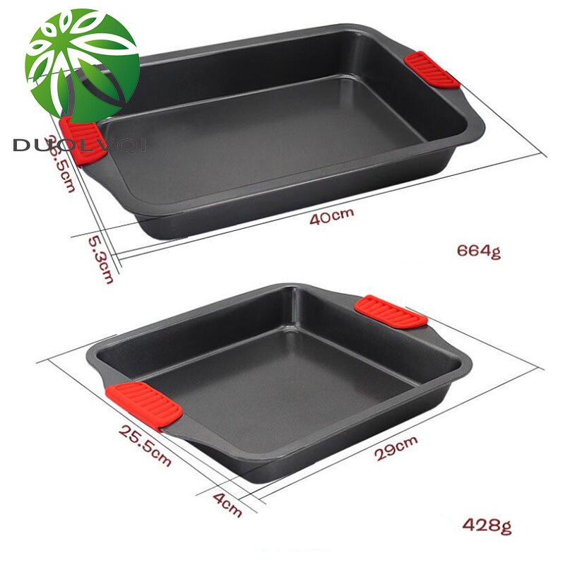 Cake Baking Pan With Silicone Handle Bread Cookies Non-stick Chicken Baking Pan Bottom Baking Tray Useful Kitchen tools