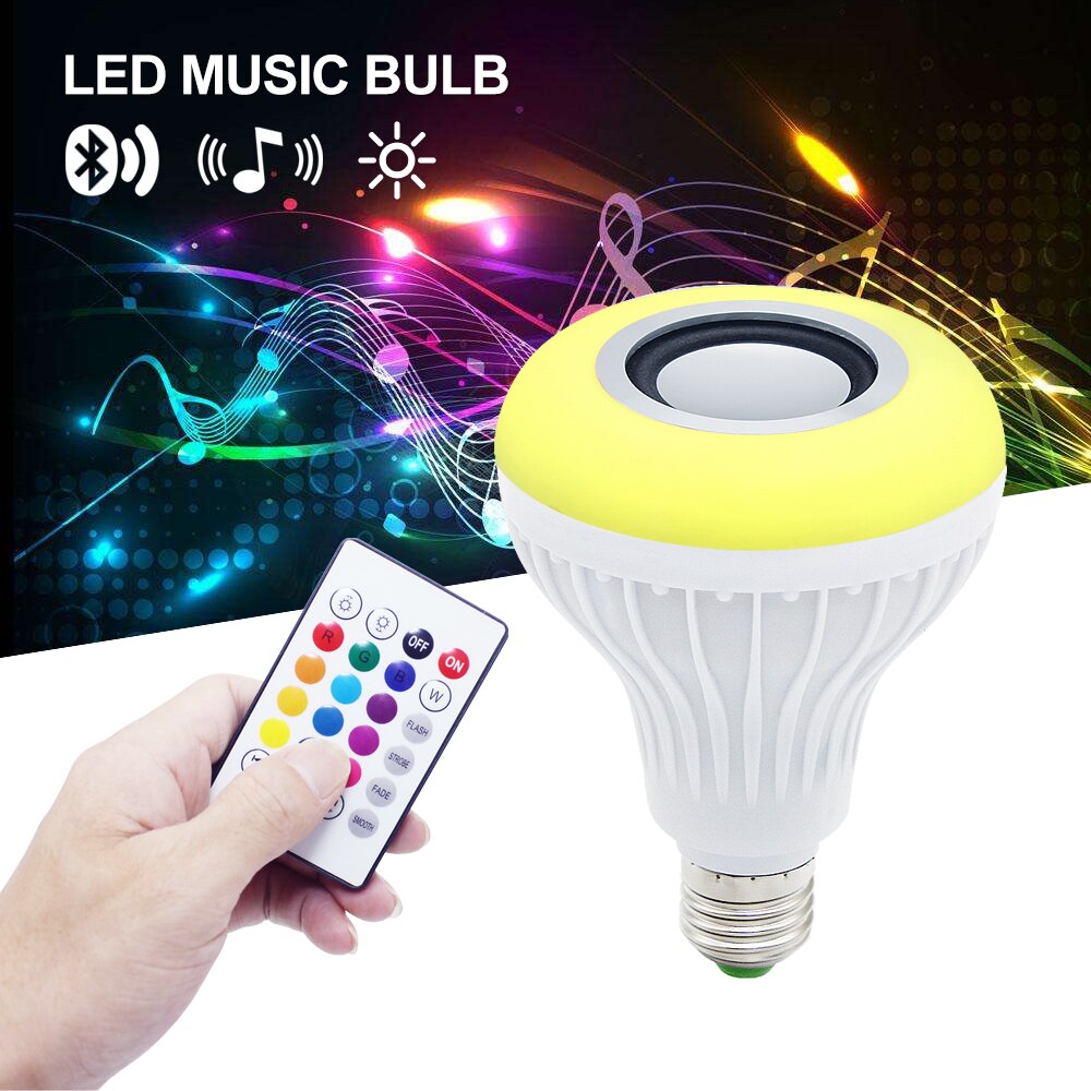 E27 Smart RGB Lamp Draadloze Bluetooth Speaker Lamp Muziekspeler Dimbare LED RGBW Muziek Licht 24 Toetsen Afstandsbediening