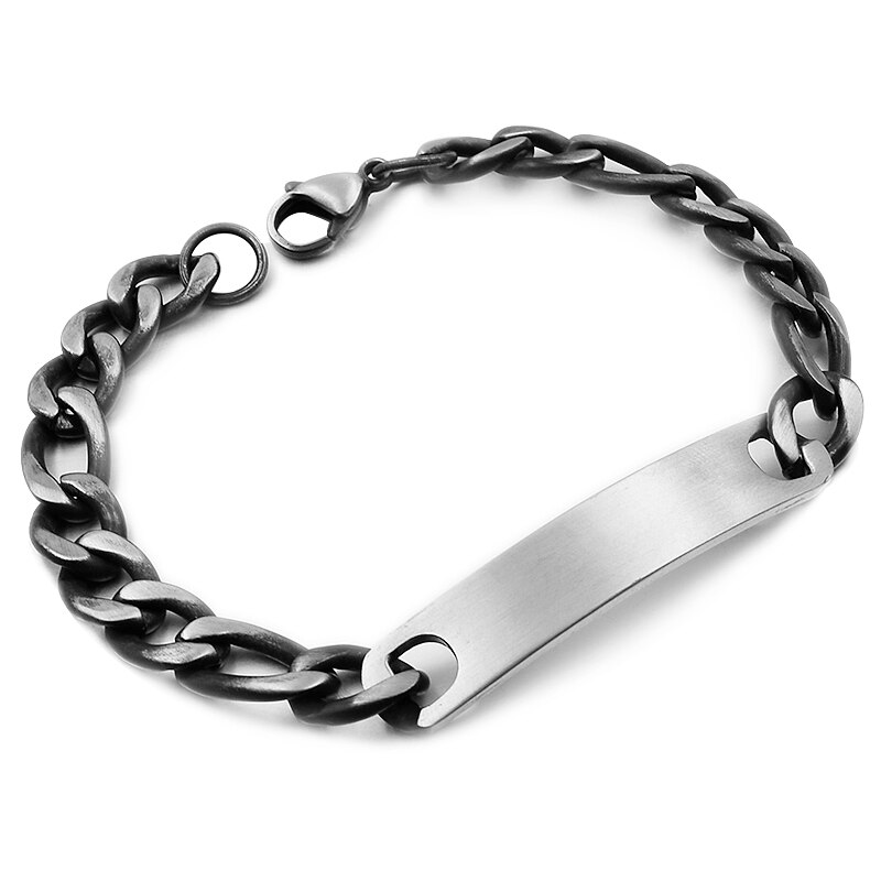 Gokadima Stainless Steel ID Bracelet For Women Men Jewellery Chain Cuff,4 colors, Items,WB001: Style2 vintage21cm9mm