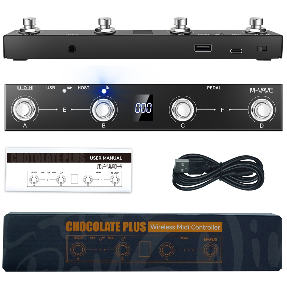 M-VAVE Chocolate Plus controlador Midi inalámbrico teclado 4 botones interruptor de pie compatible con función de Control de interfaz de Host MIDI: Default Title