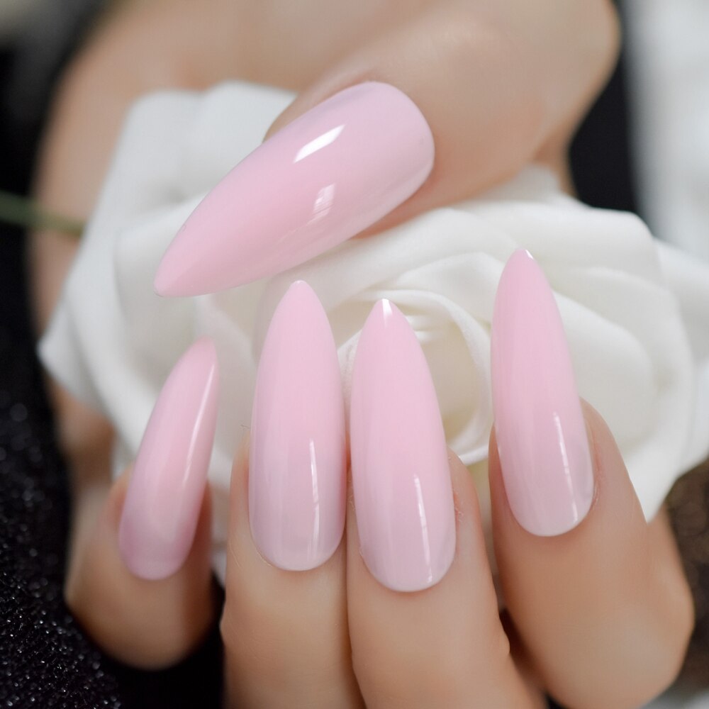 extra Lange Neon- Grün Gefälschte NäGel Super Stilett Gebogene Drücken Sie Auf FingernäGel UV Gel Polnischen Startseite Glossry Sommer Nagel Tipps 24: L5104