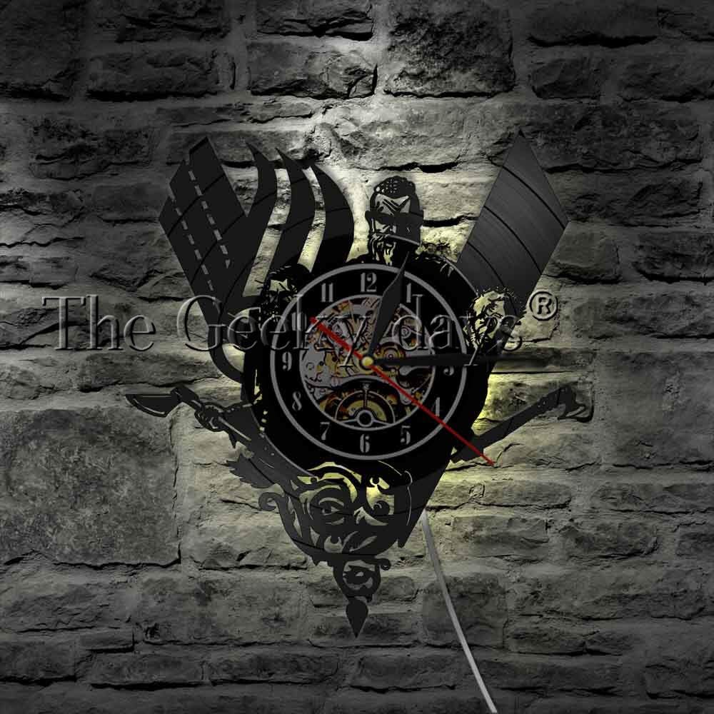 Viking kompass veggklokke klokke vintage hengende vinylplate veggklokker mystiske norrøne magick veggkunst dekor til stue