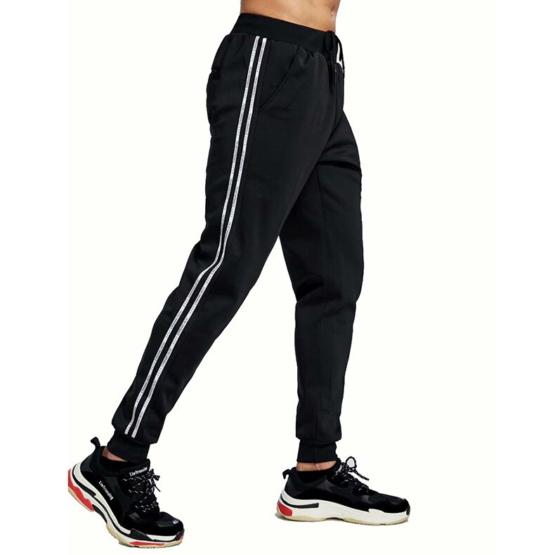 Gym Heren Sport Running Broek Strepen Rits Trainingsbroek Workout Atletische Voetbal Gym Broek Mannen Joggingbroek: 2XL