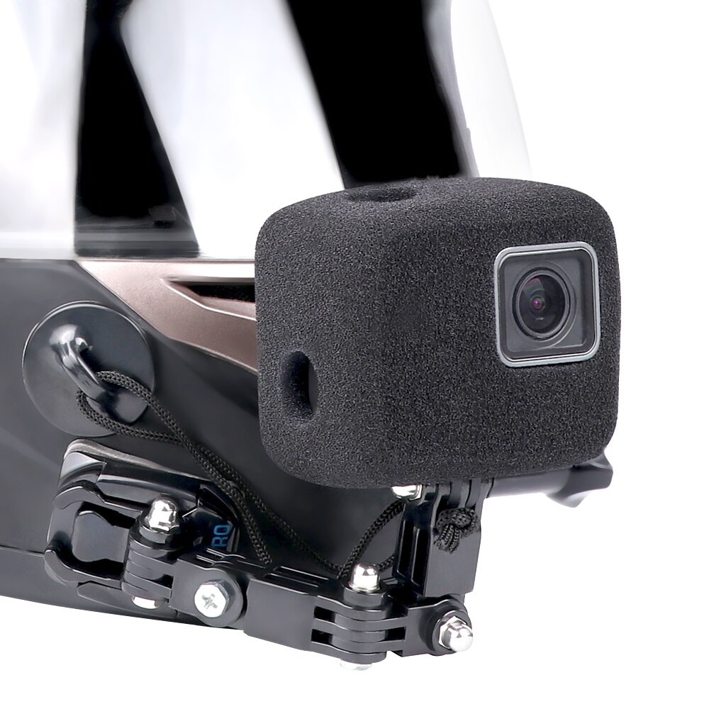 Adaptador de montaje de soporte frontal y lateral para casco, reducción de ruido y viento, esponja a prueba de viento para GoPro Hero 9/8/7/6/5, accesorio negro para Go Pro