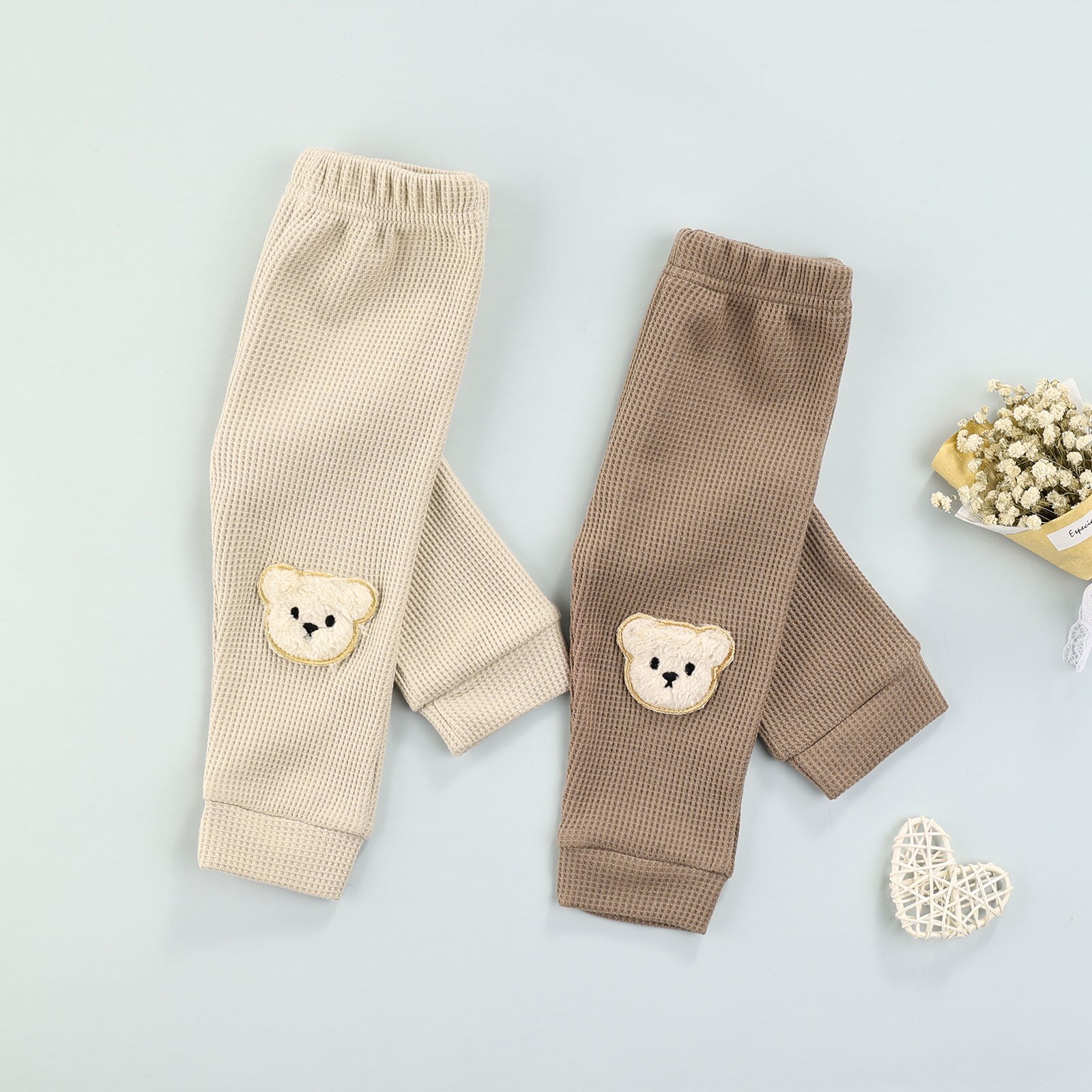 Peuter Kids Baby Jongen Meisje Leuke Wafel Broek Cartoon Beer Patroon Elastische Taille Broek Lente Herfst Baby Kleding 0-3 Jaar