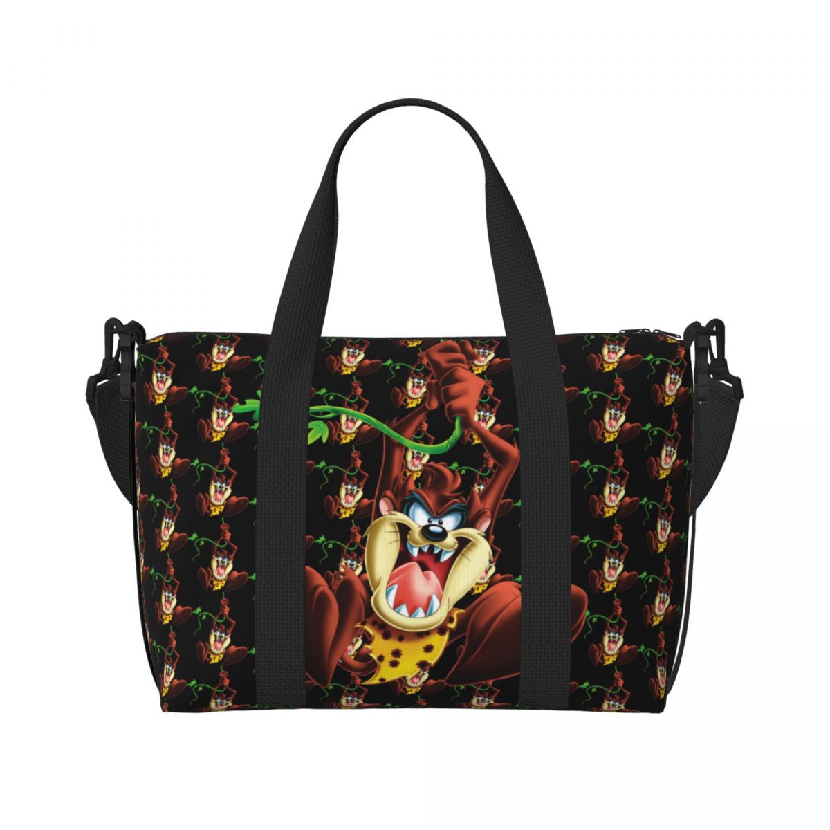 Custom Tasmanian Devils Beach Tote Bag Women Extra Large Gym Carry On Taz Cartoon Comic Travel Shopping Bags: GRAY