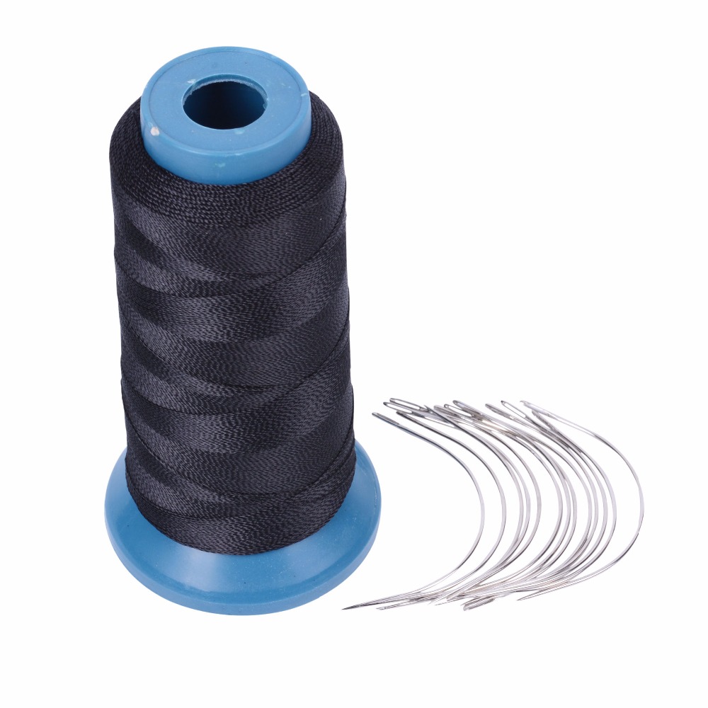 1 rouleau de fil à tisser dix couleurs, fil Polyamide haute intensité, 12 aiguilles à tisser de 9cm/aiguilles de type C/aiguille incurvée