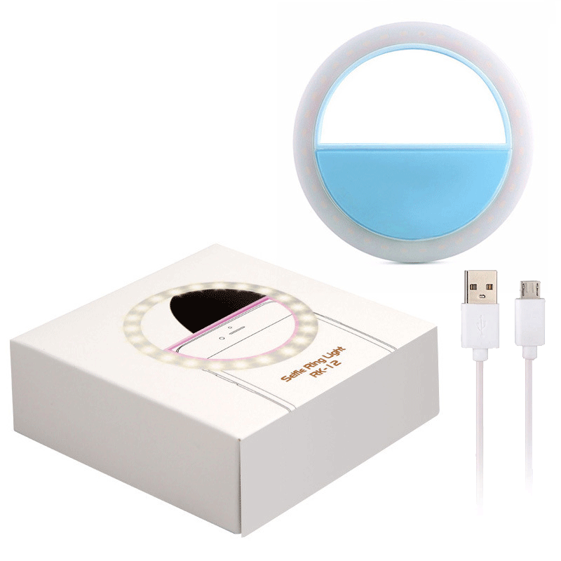 Anel de luz de led com câmera para selfie, com cabo usb, luz de preenchimento para selfie, para iphone e android
