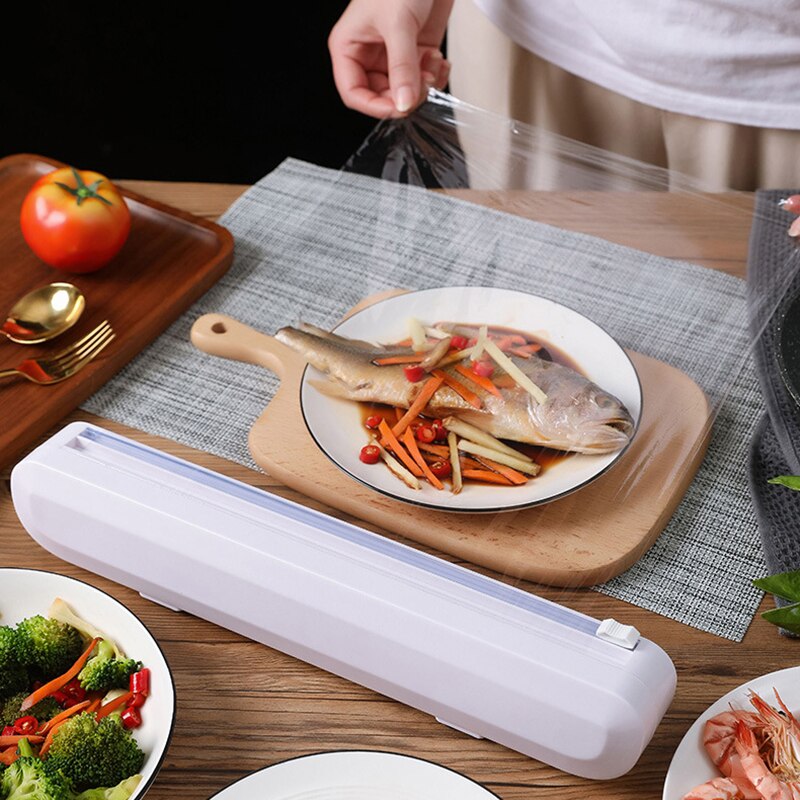 Envoltorio de plástico para alimentos de muebles cortadora de película de papel de aluminio de cocina dispensador de Film de plástico con copa de succión herramienta de cocina