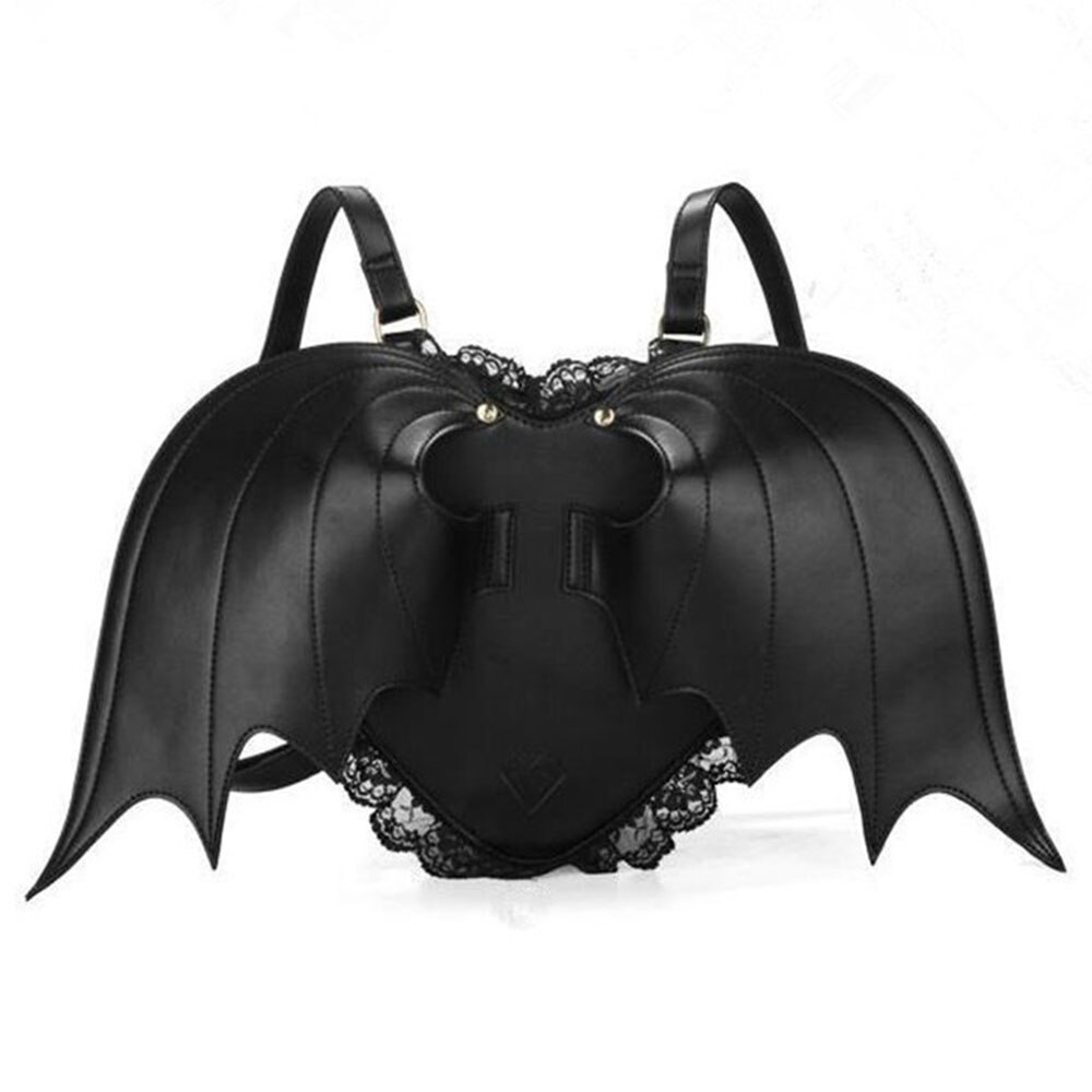 Goth Batwing Bag Women Lace Backpack Punk Stylish School Bag for Girls Bat Bag Angel Wings Lolita Backpack