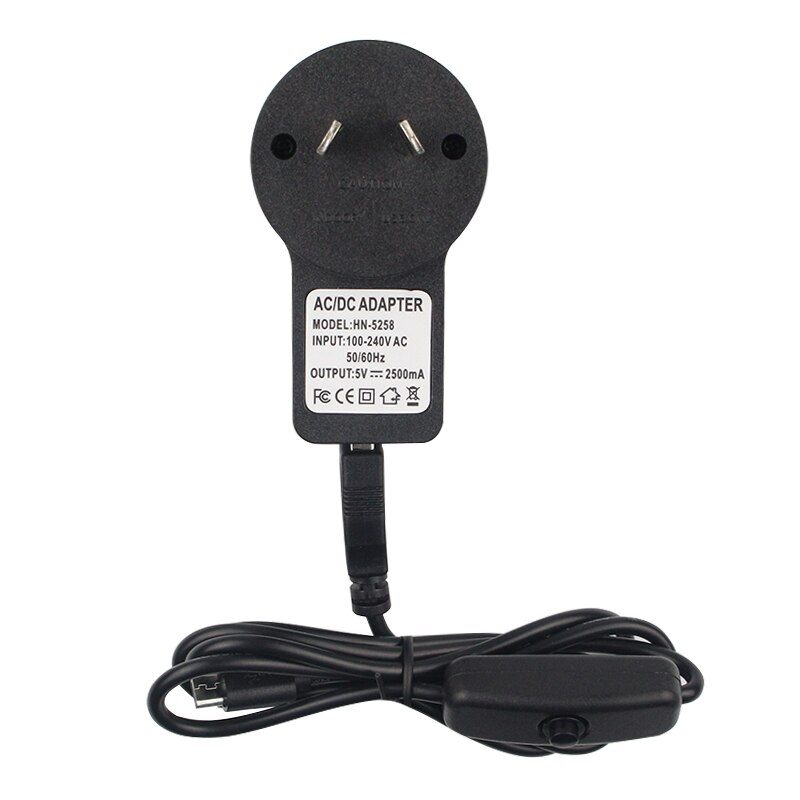 Adaptador de fuente de alimentación de CA para Raspberry Pi 3, Kit de 5V, 2.5A, Raspberry Pi 3 Modelo B + plus, interruptor de encendido y apagado, Cable Micro USB, Cargador USB