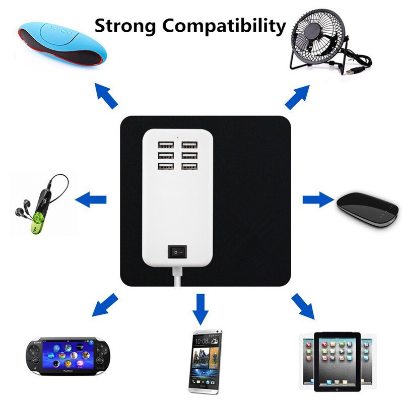 XEDAIN 6 Ports téléphone chargeur USB 5 V/3A ue/US adaptateur de prise téléphone portable universel pour iPhone iPad Samsung charge murale Multiple