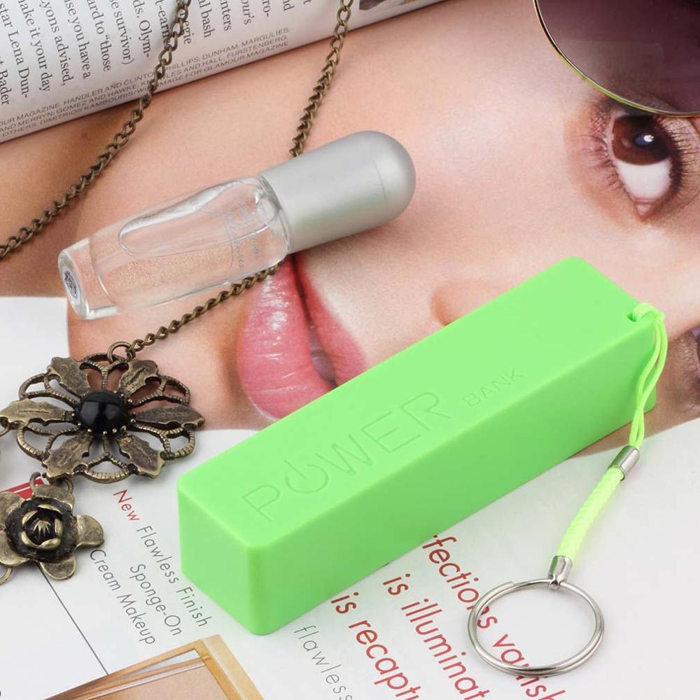 Heiße Neue 1Pc Tragbare Modische Parfüm Platz Geformt Handy, Mobiltelefon Energie fallen Kasten USB 18650 Batterie Abdeckung mit Schlüssel Kette für iPhone: Grün