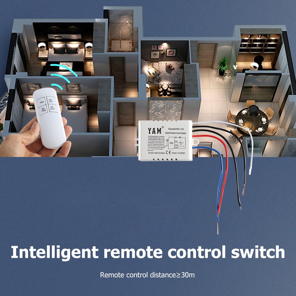 1 Pcs DIY 220V Wireless Remote Control Switch ON / OFF 2 Lamp Light Control Switch for Light Bulb Receiver for UVC Light