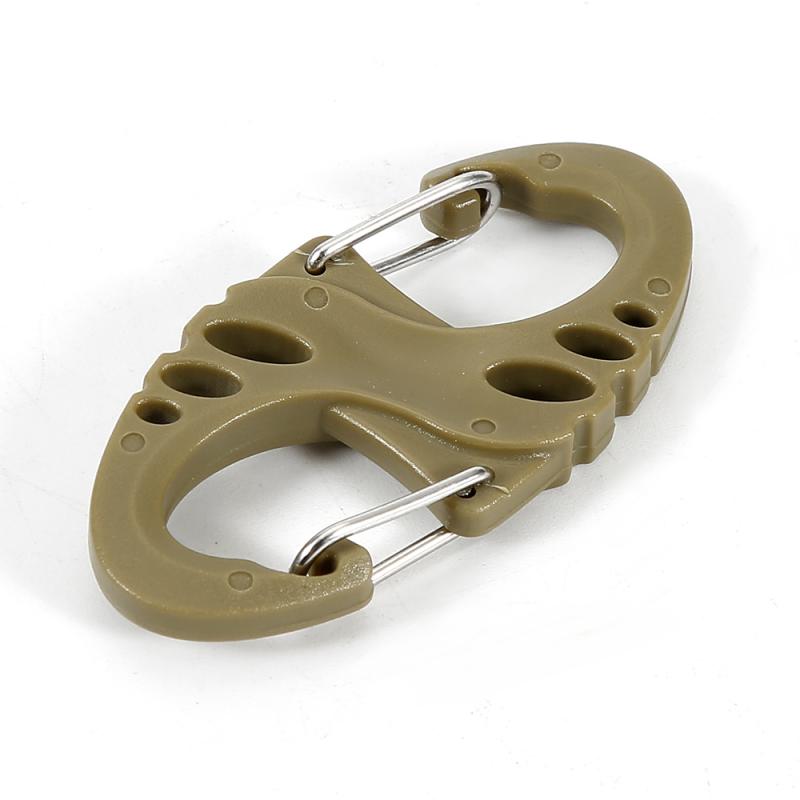 5PC Camping Accessories Double Gated 8 Shaped Carabiner Keychain Snap Clip Hook Hiking Buckle Outdoor Tool: 5Pcs Gray