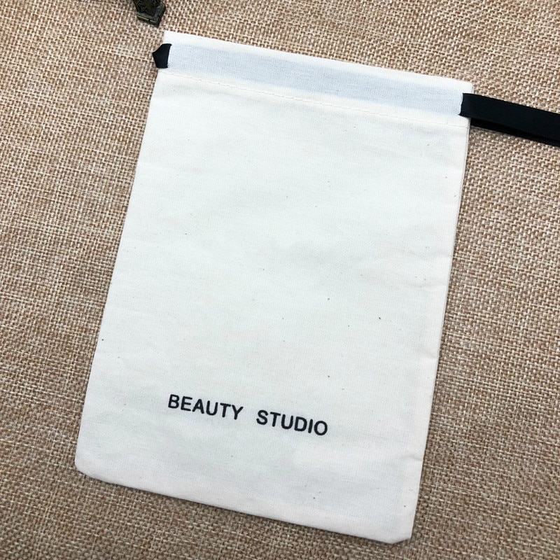 50PCS Cotton Jewelry Bag Packaging Pouch Cotton Drawstring Bags Candy Wedding Party Makeup Bags Wrapping Supplly Print Logo