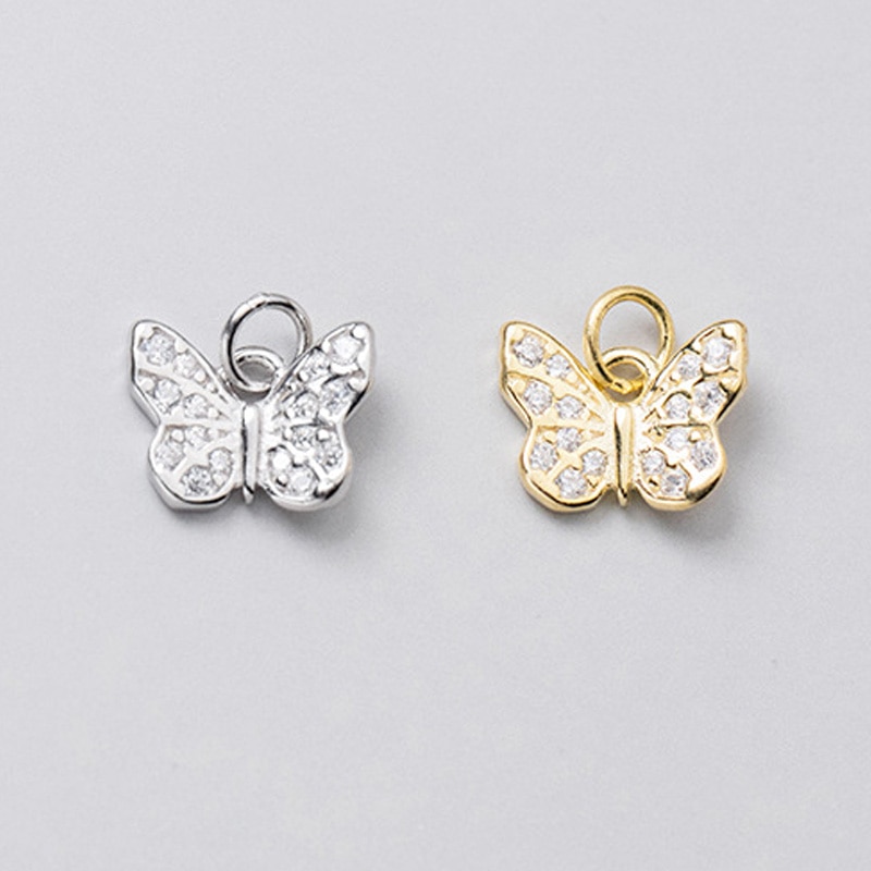925 Sterling Zilver Fancy Vrouwen Decoratie Zirkoon Vlinder Charms Handgemaakte S925 Zilveren Hanger Accessoires Diy Sieraden Maken
