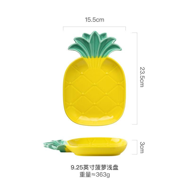 Plato de cerámica con forma de fruta de hormiga, vajilla redonda, juego de cena, platos y vajilla, cocina, comedor, condimentos, barra, juego de platos para niños: 9.25 pulgadas