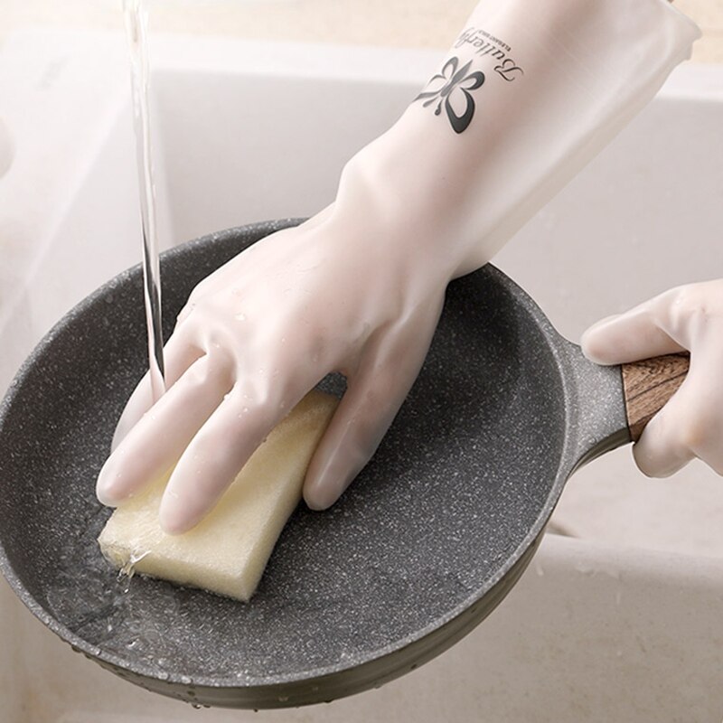 Dishwashing gloves female rubber kitchen washing vegetables household chores clean and durable thin waterproof clothes gloves