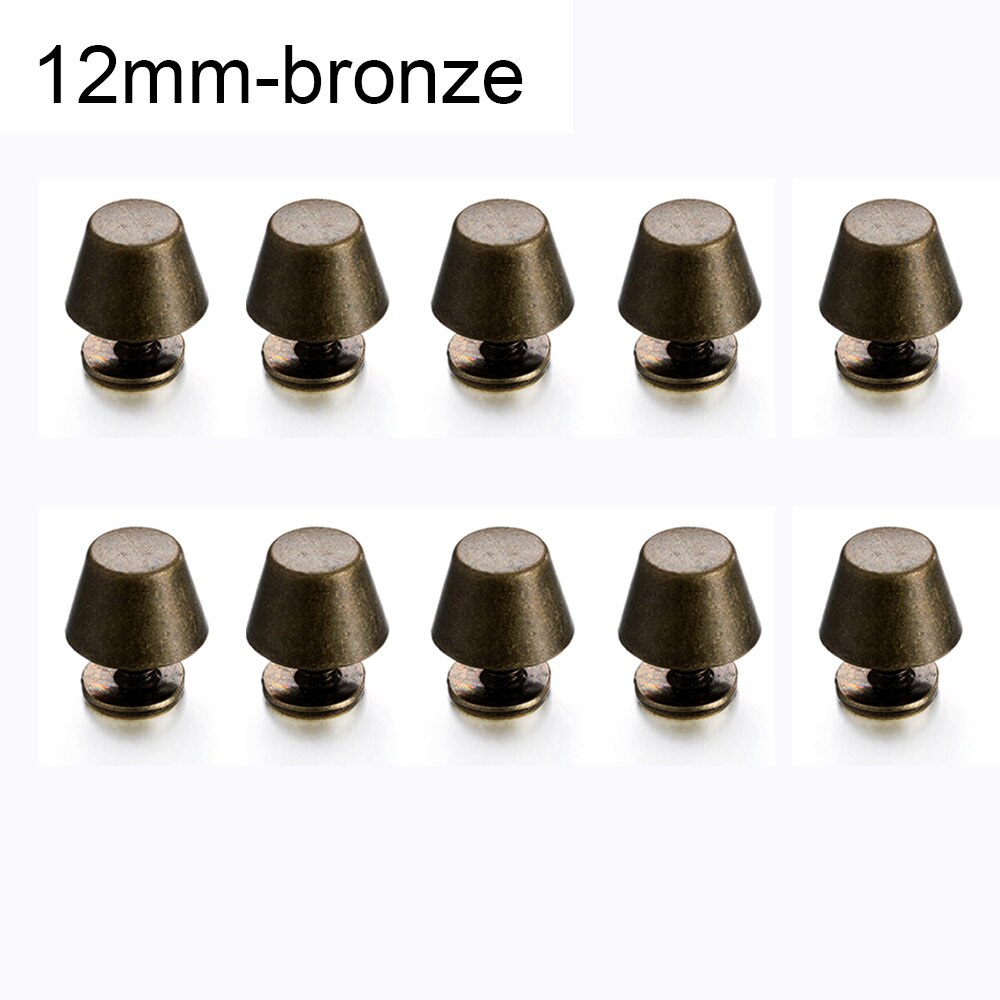 10Set 10/12Mm Band Klinknagels Solid Nail Bolt Ronde Kop Schroeven Emmer Dome Lederen Craft Kleding/tas/Schoenen Doek Knop Metal Nail: 12mm bronze