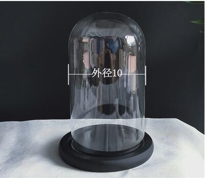 Diameter = 10cm stor storlek svart basglas kupol heminredning glasskydd vän bröllopsdekoration: 1 set 20cm kupolbas