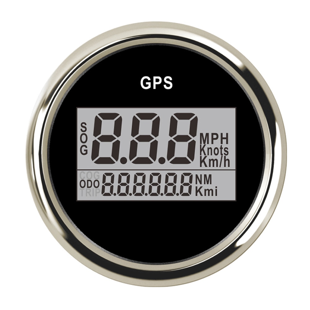 52 Mm Digitale Gps Snelheidsmeter Gauge Met 0 ~ 999 Mph Km/H Knopen Verstelbare Met Gps Sensor Fit voor Auto Boot