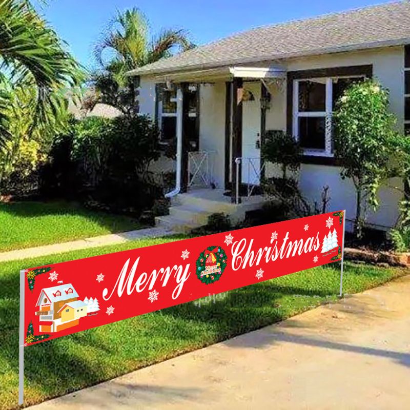 Outdoor Christmas Banner Pull Flag Decorations Celebrate Foldable Hanging Decor Porch Background Signs