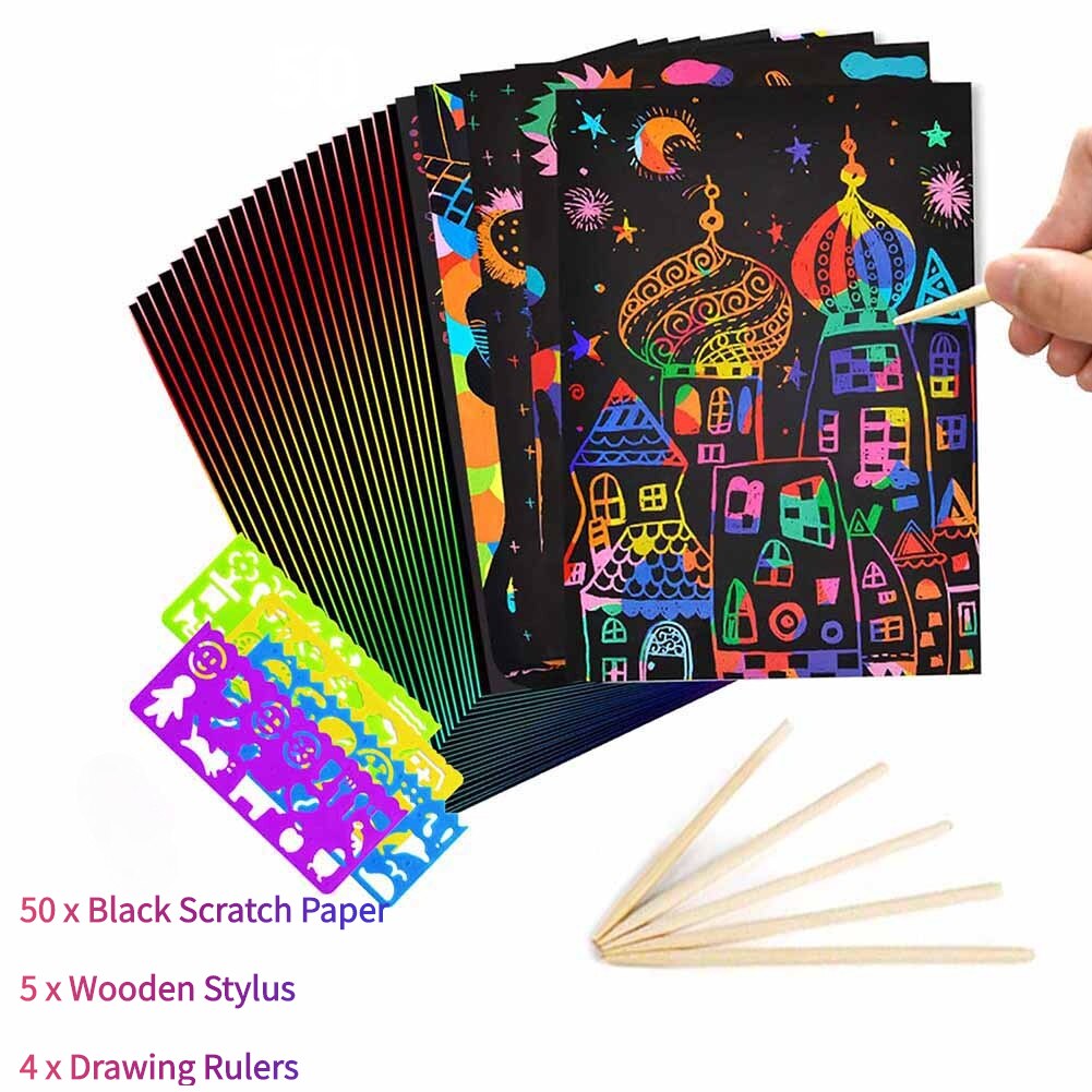 59pcs/set Magic Rainbow Color Scratch Art Paper Ca... – Grandado