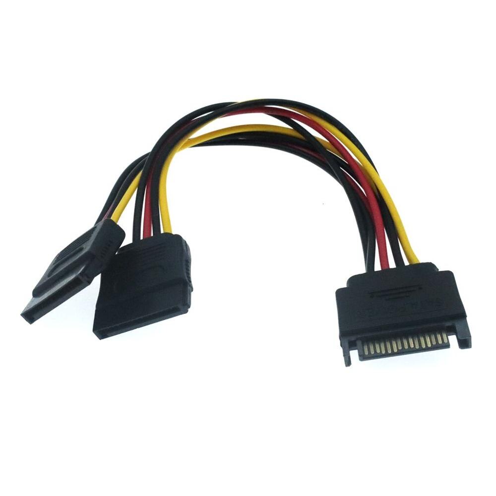 Sata Haakse 1 Naar 2 Manier 15Pin Sata Power Verlengkabel Male Naar Dual Vrouwelijke Sata Ssd Power Poort multiplier 20 Cm Beste Prijs: Straight