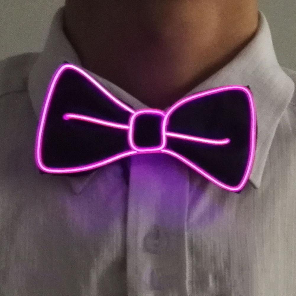 LED-Fliege, leuchtende blinkende Krawatte, Geburtstagsfeier, Hochzeit, Weihnachten, Dekoration, Halloween, Cosplay, verschiedene Lichtmodi, Fliege: Rosa