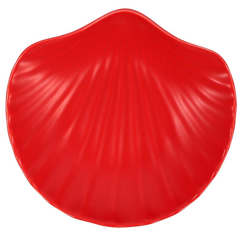 Shell Shape Ceramic Salad Plate Breakfast Fruit Dessert Cake Bread Dish Snack Tray Food Container Kitchen Tools Tableware: Red