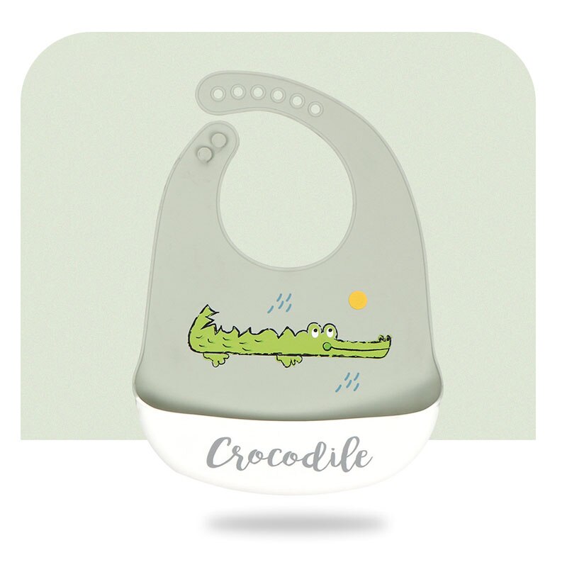 XCQGH 1 pz bavaglini impermeabili in Silicone per uso alimentare bavaglino Bandana bavaglino asciugamano grembiule ragazzo ragazza: crocodile
