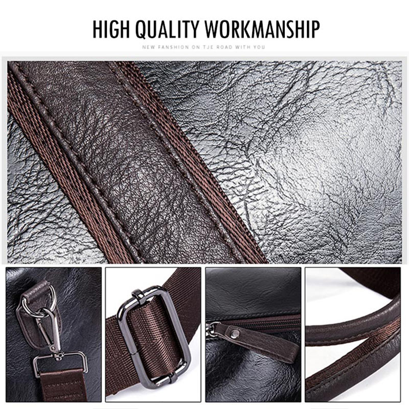 Sac de Sport cylindrique en cuir Pu souple pour hommes, sac de Sport, de Yoga, de voyage, à bandoulière, noir, marron