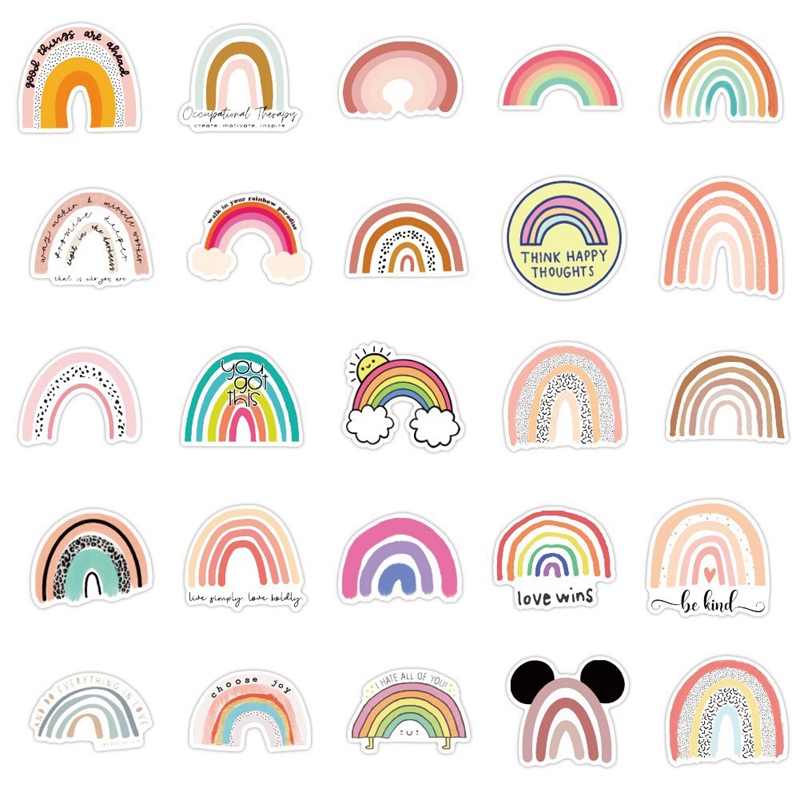 50 PCS adesivi arcobaleno colorati adesivi per Laptop adesivi ripetibili adesivi decorativi per Computer Scrapbooking fai-da-te