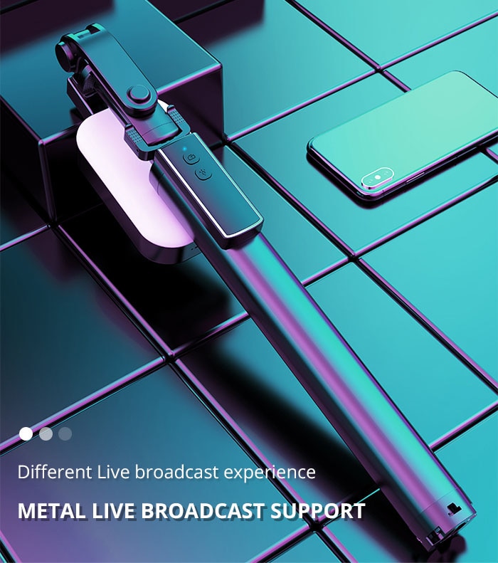 Uttrekkbart selfiestang stativ bluetooth fjernutløser bluetooth selfie pinne stativ med fylllys til mobiltelefon reise