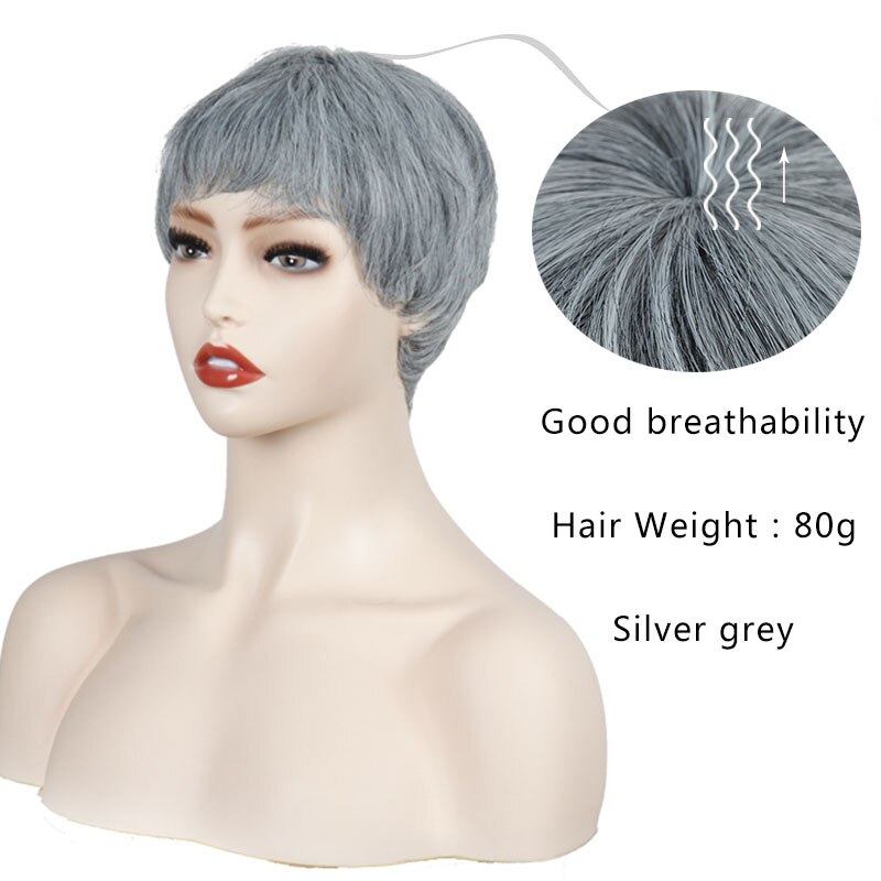 Miss paryk sort blandet blond lige paryk kort pixie haircut stil parykker til hvide kvinder syntetisk hår høj temperatur fiber