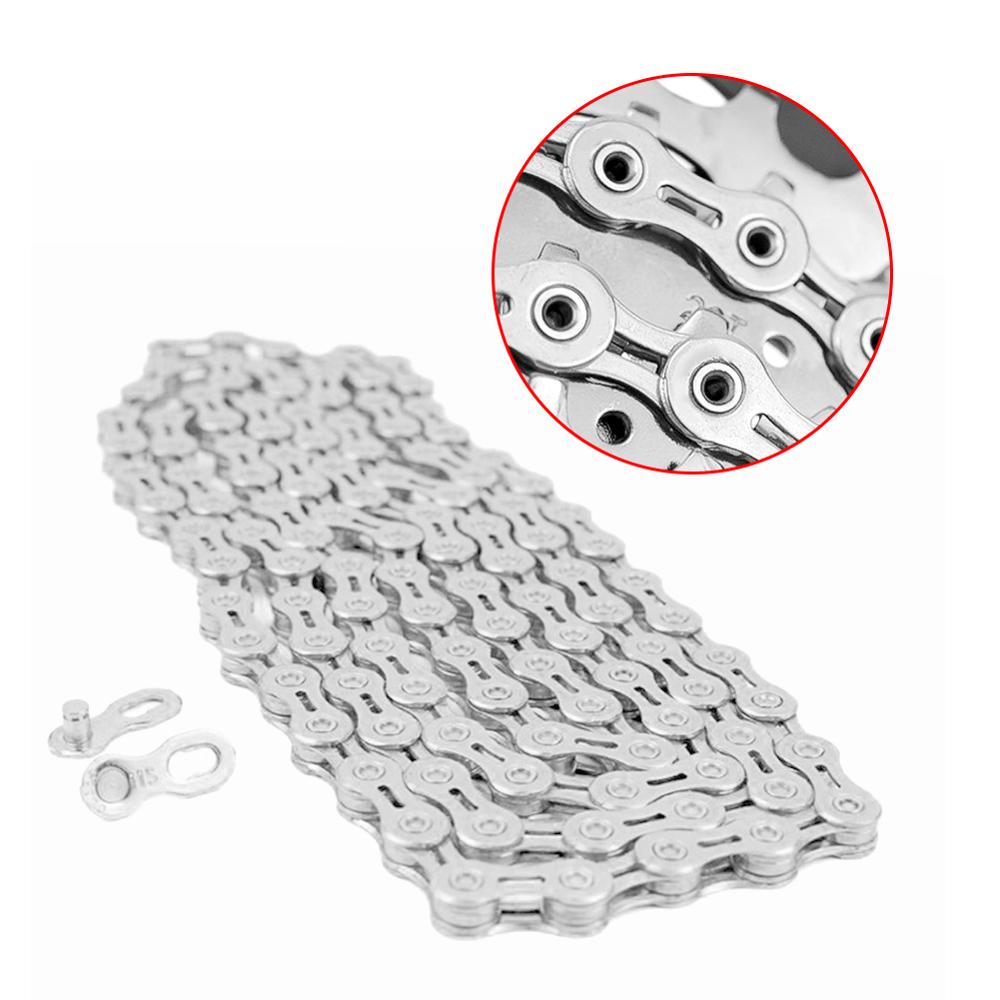 10/11 Speed Bicycle Chain Full Hollow Bicycle Chain Mountain Road Bike Hollow Chain Ultra Light 116L Gold Silver