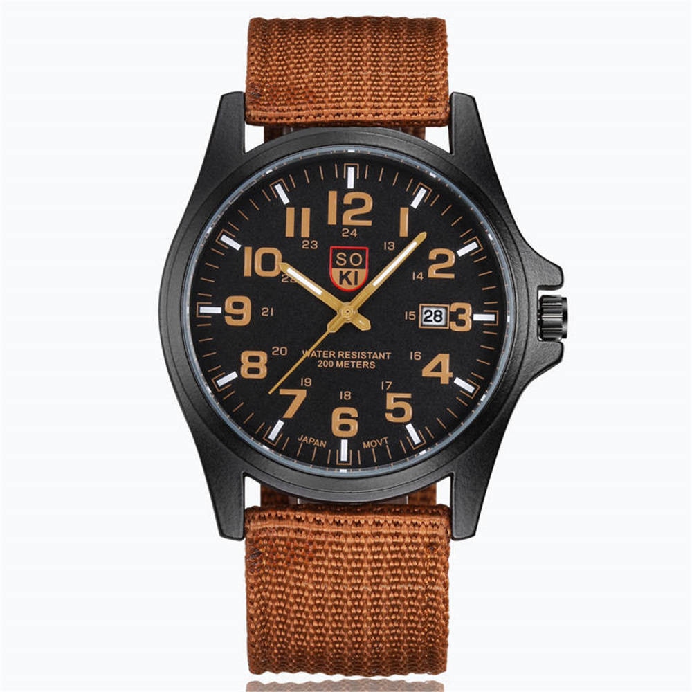Luxe Heren Horloges Business Horloge Nylon Band Analoge Quartz Horloge Paar Nylon Strap Analoge Heren Sport Horloges: C