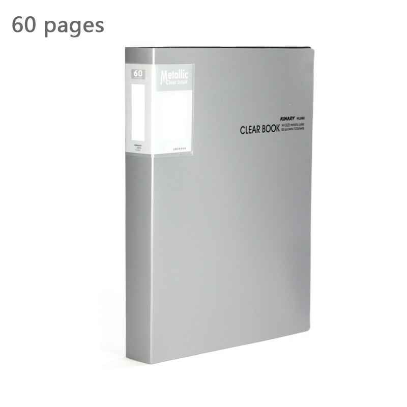 Business Metaal Kleur Informatie Boek Map A4 Multi-layer Transparant Clip Insert Tas Bestand Boek Bestandsmap 40 Pagina 'S 60 Pagina 'S: 60 pages silver
