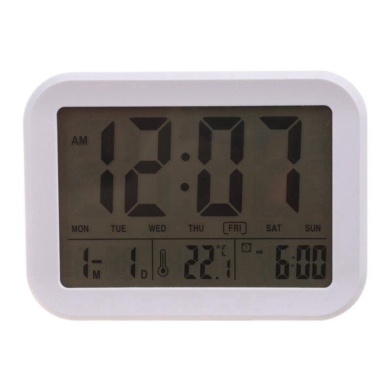 2x Digital Wecker, Sprechende Uhr mit 3 Alarme 7 Geräusche Optional Wochentag Alarm, ligent Nachtleuchtende (Blau & Weiß)