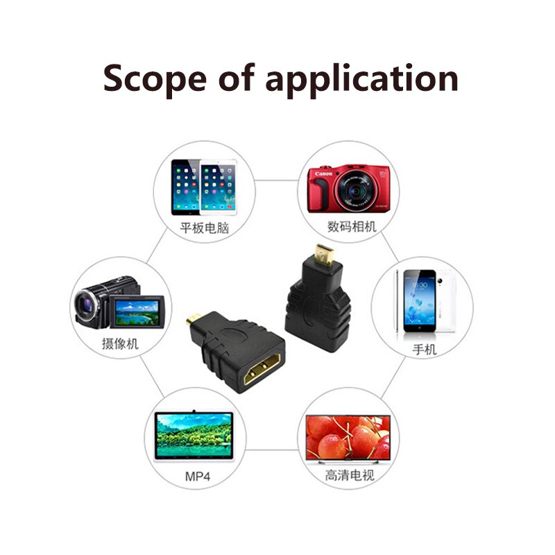 Voor Hdtv Tablet Camera Micro Hdmi-Compatibel Hdmi-Compatibel Adapter Vergulde 1.4 3D Uitbreiding Adapter 1080P Converter