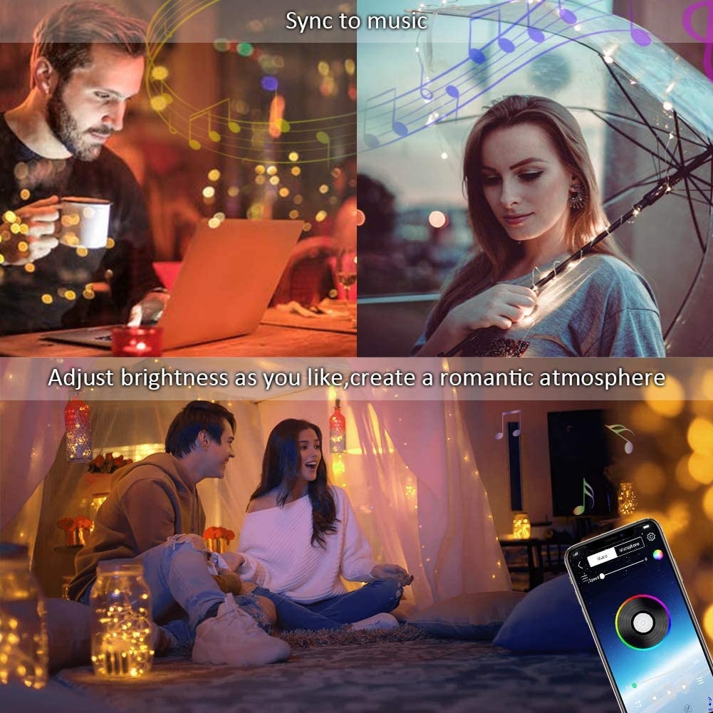 Usb led string ljus bluetooth kontroll gatugirland string lampa vattentät utomhus älvljus för julgransdekoration