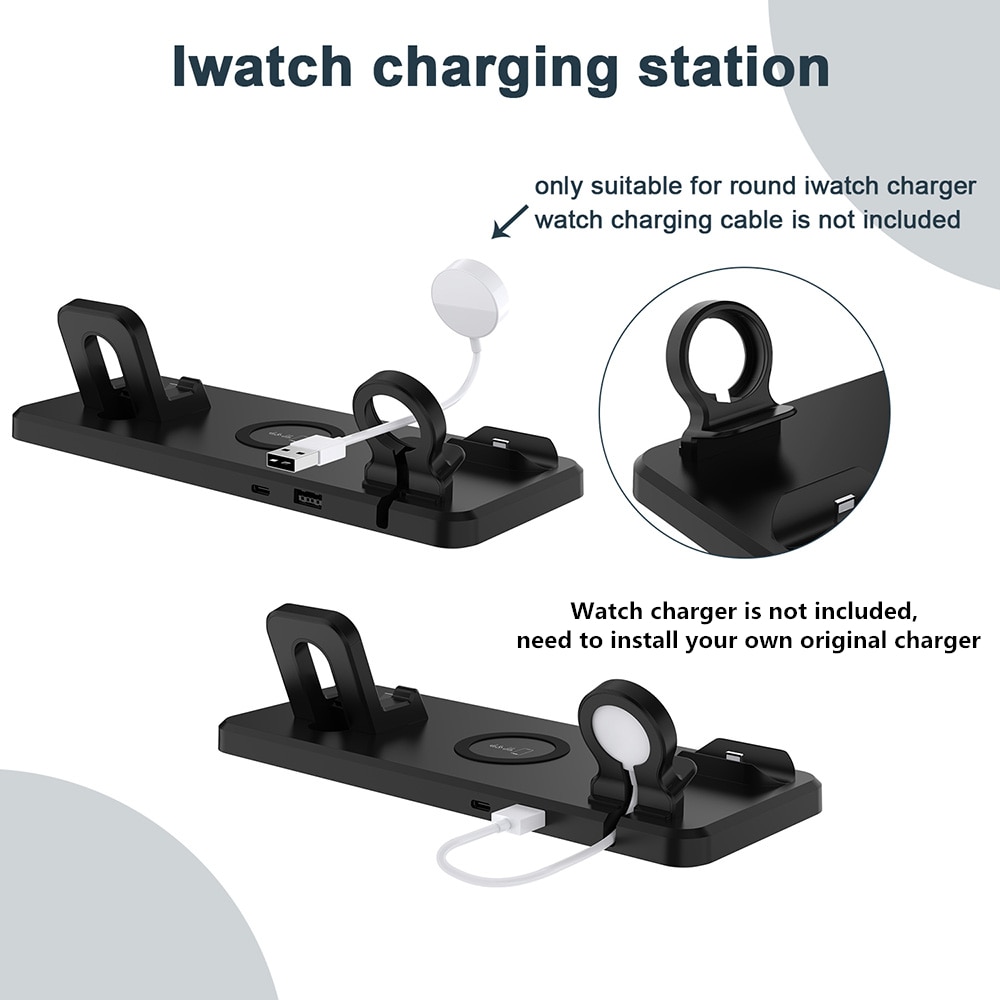 FDGAO 4 en 1 Station de charge sans fil pour Apple Watch 6 5 4 3 AirPods Qi 15W chargeur rapide Station de charge pour iPhone 12 11 XS XR