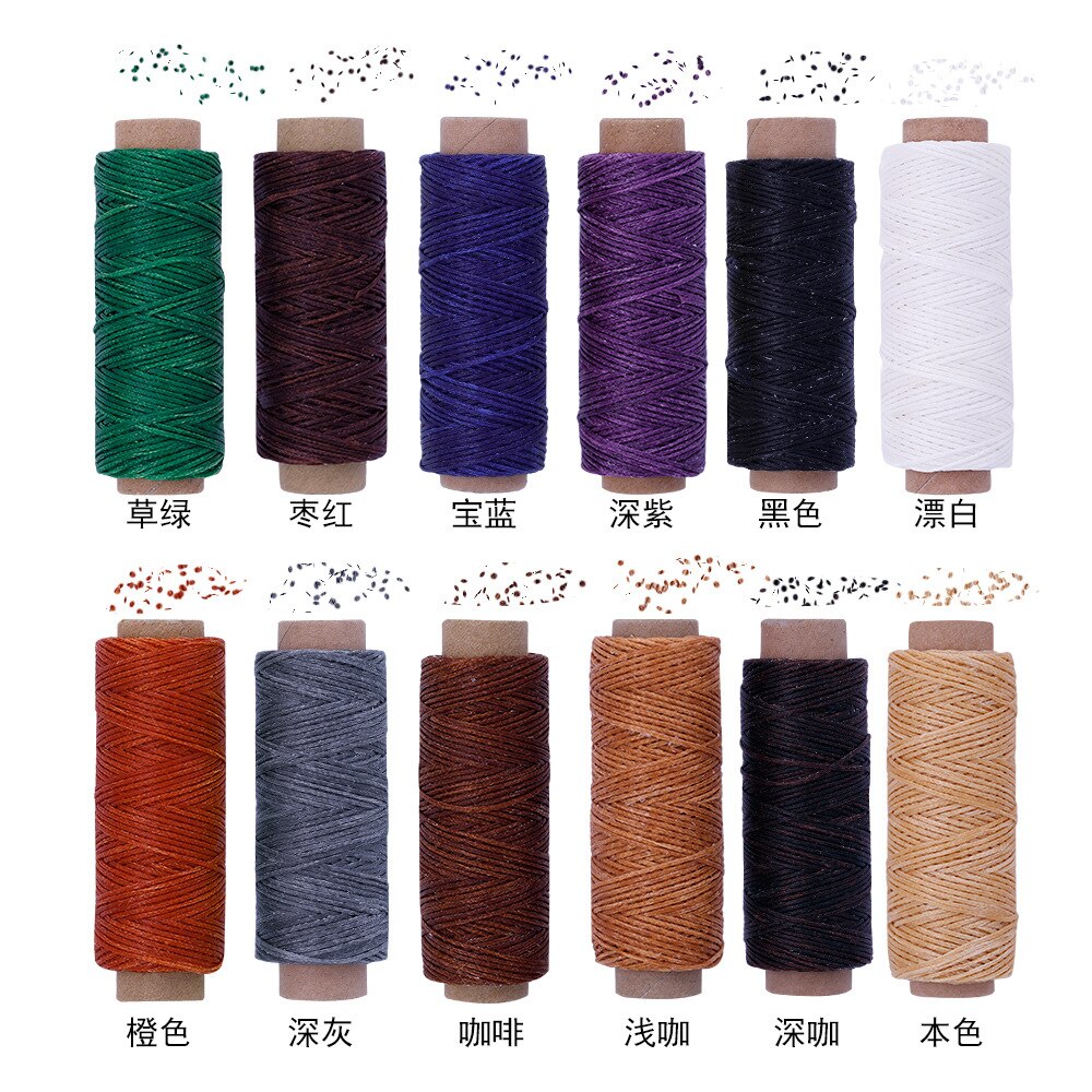Hilos de cera para costura de cuero, 12 Uds., 50M, 150D, manualidades, costura a mano, hilo para reparación artesanal, herramientas de costura de zapatos