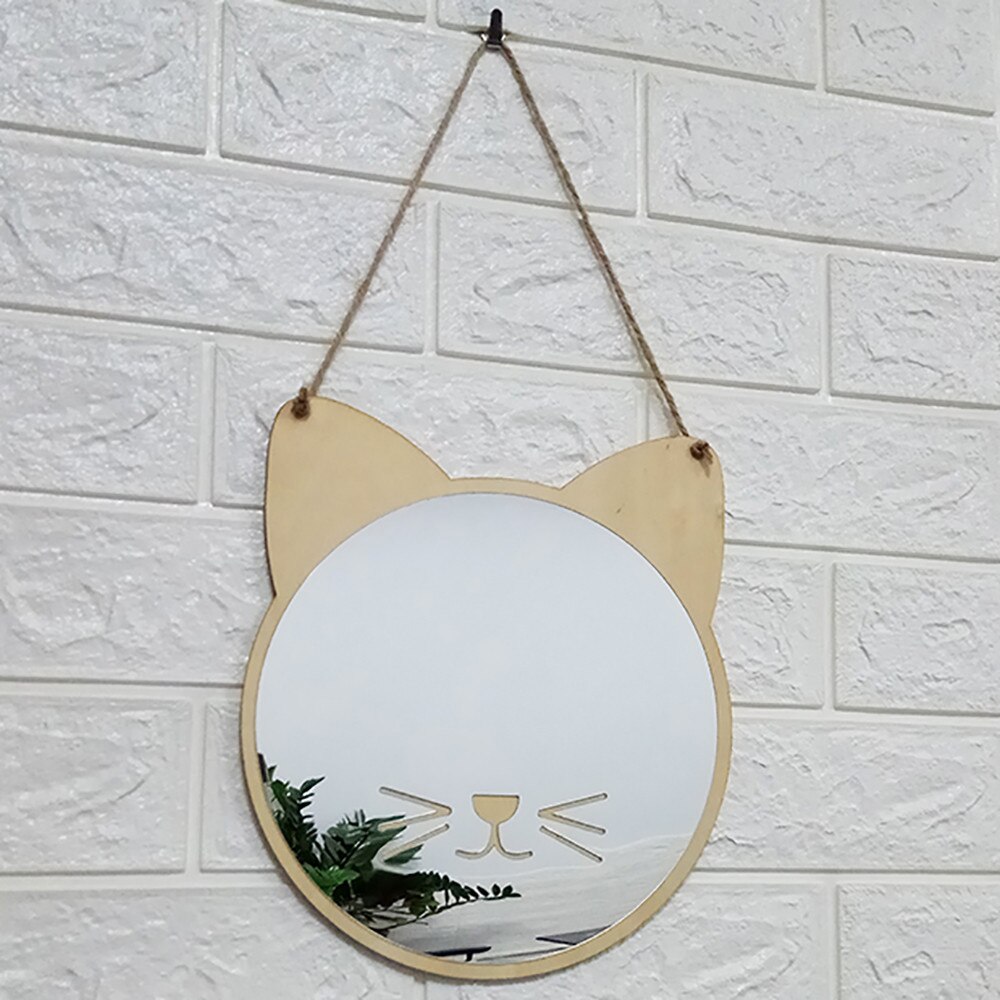 Wall sticker picture frame Nordic Wood Acrylic Mirror Cartoon Wall Camera Props Kids Room Wall Decoration porta retrato @: C