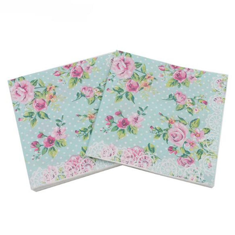 20 stk vintage blomst bordpapir servietter decoupage tissue håndklæde fødselsdag bryllupsfest smuk indretning køkkenpapir: -en