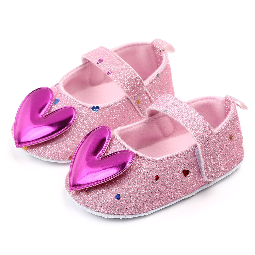 TELOTUNY Kid Baby First Walker Shoes Infant Shoes Girls Princess Casual Soft-Soled Heart-Shaped Baby Walking Non-slip Shoes 1105: PK / 11