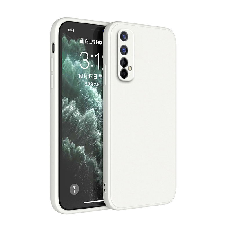 Coque souple originale pour OPPO Realme 7, Protection d'appareil photo carrée en Silicone liquide Realme7 5G, housse antichoc classique de luxe Fundas: Néoprène / Kaki