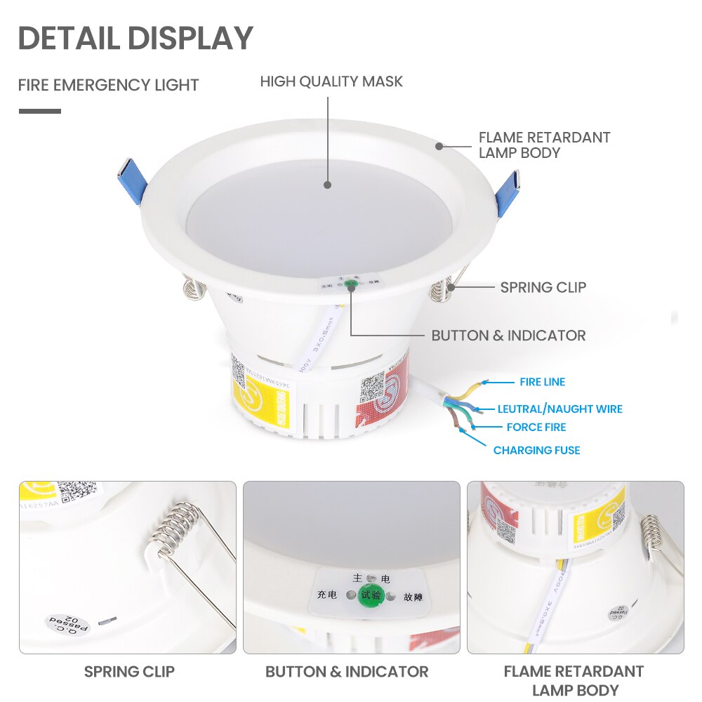 LED Spot Light AC220V 4W/8W Fire Emergency Light Emergency Night Lamp Battery LED Spotlightings Downlight for Indoor Bedroom