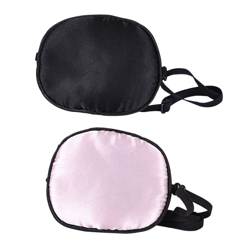 2 Pieces Silk Eye Patch Elastic Eye Patches Lazy Eye Patches for Adults Lazy Eye Amblyopia Strabismus, Black and Pink